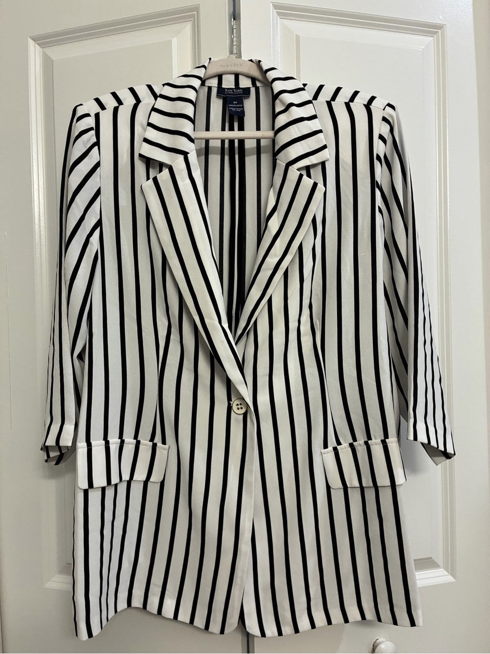 Waverly Black & White Vertical Stripe Blazer